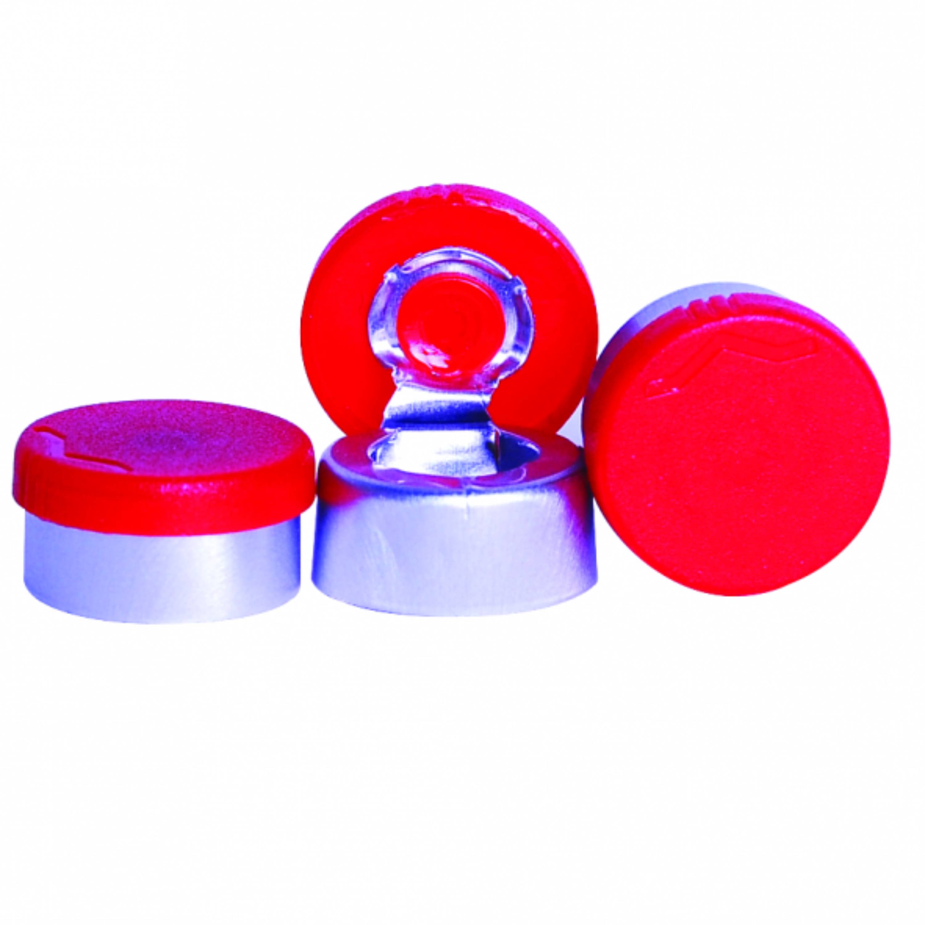 WHEATON® Unlined Aluminum Seal, 13mm, Red, Flip Tear-Off