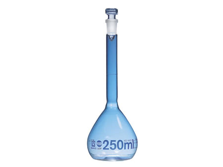 BrandTech Volumetric Flasks, BLAUBRAND®, Class A, DE-M, Boro 3,3, With Glass Stopper, USP Batch Certificate - MSE Supplies LLC