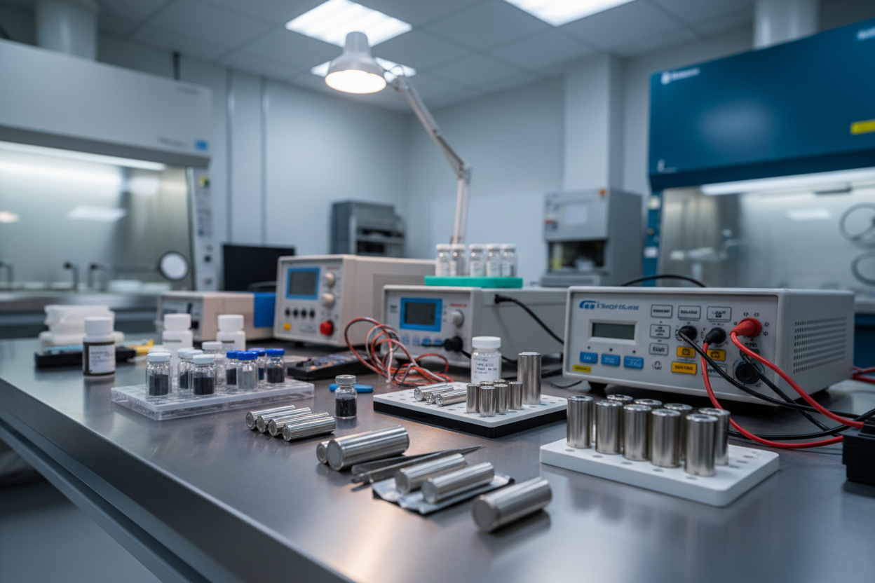 close up of a lifestyle image of lithium ion battery supplies equipment