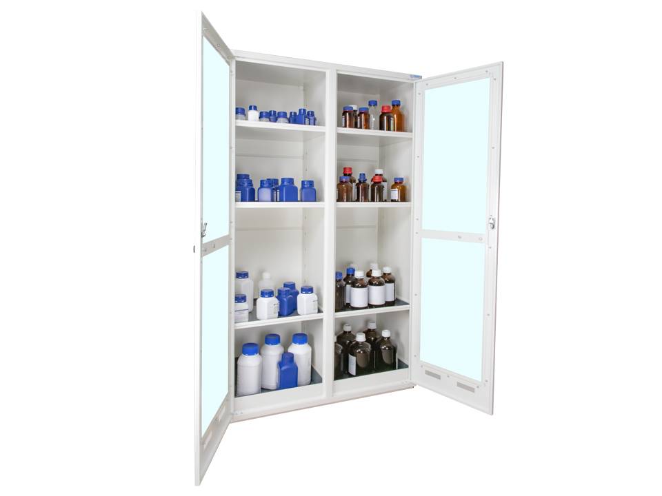 Ecosafe 2- Glass Door Tall Safety Cabinet - 2 Compartments - MSE Supplies LLC