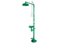 Ecosafe Combination Shower Eyewasher for Indoor Use Green double hand & foot operating, ABS bowl - MSE Supplies LLC