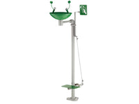 Ecosafe Safety Eye-Washer for Indoor Out Outdoor Use, Eye-wash - Pedestal Mounted, Hand & Foot Operating, Freeze Resistant, Stainless Steel Bowl - MSE Supplies LLC