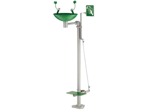 Ecosafe Safety Eye-Washer for Indoor Out Outdoor Use, Eye-wash - Pedestal Mounted, Hand & Foot Operating, Freeze Resistant, Stainless Steel Bowl - MSE Supplies LLC