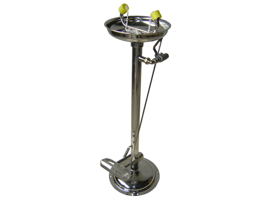 Ecosafe Safety Eye-Washer for Indoor Use, Pedestal Mounted, Foot Operating, All in Stainless Steel - MSE Supplies LLC