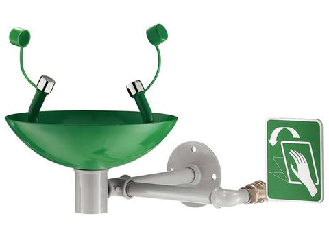 Ecosafe Safety Eye-Washer - Wall Mounted for Indoor Use Hand Operating, Stainless Steel Bowl - MSE Supplies LLC