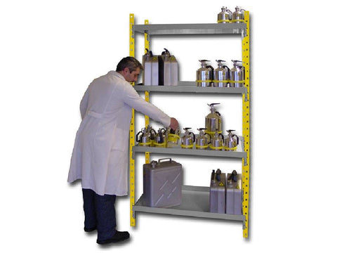 Ecosafe Safety Shelving Built in Steel - 4 Shelves, Next Element Depth 590 mm - MSE Supplies LLC