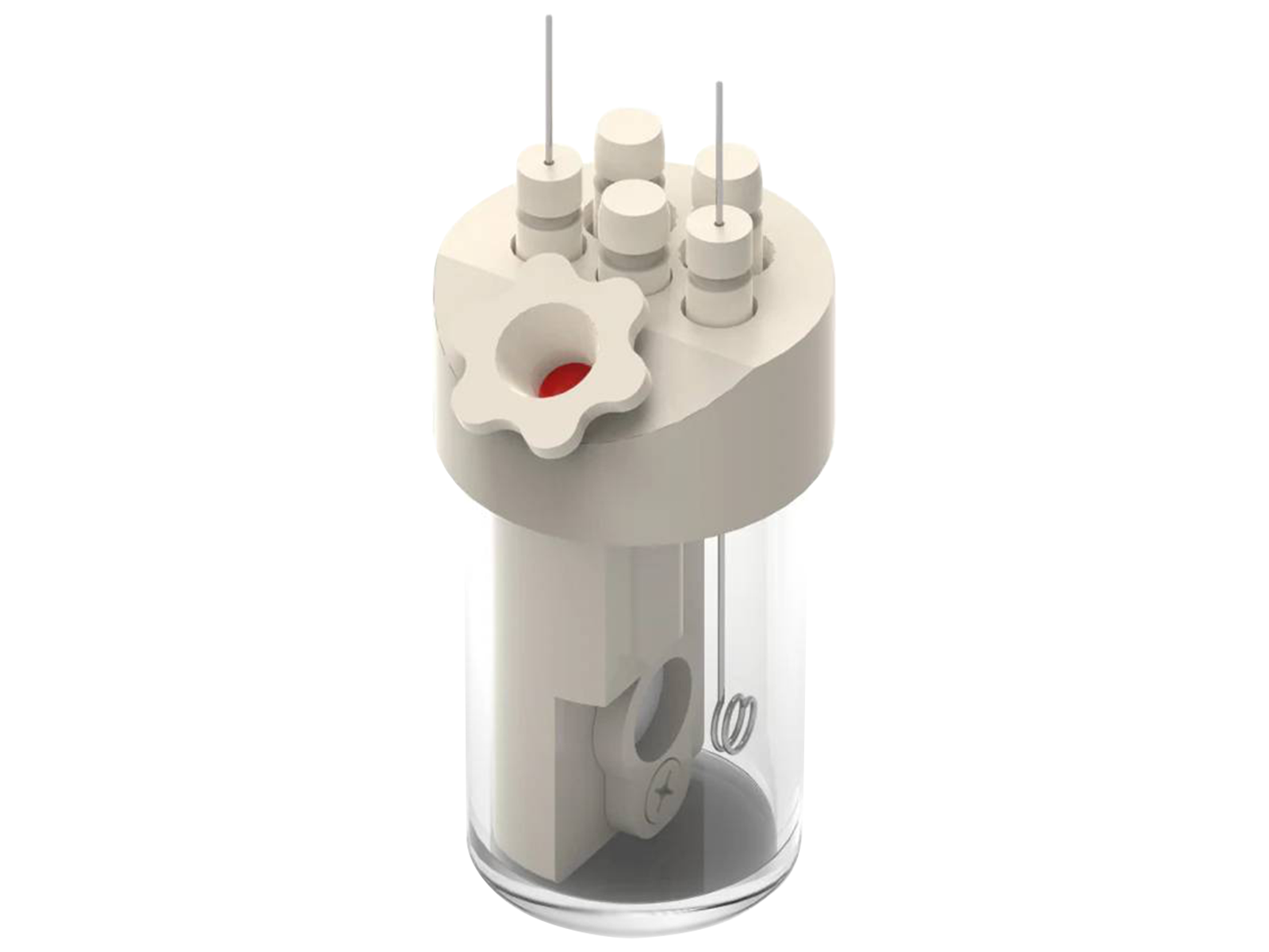 Electrosynthesis Reactor D-Series/Septa, 30 MM OD, Divided Cell, 5-Port, Electrochemical Products, Redox.me, MSE Supplies