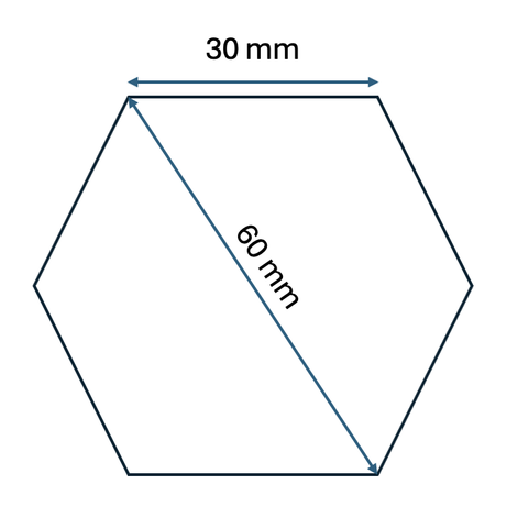 Customized MSE PRO Hexagonal Glass Substrate, Size length: 30mm, Cross length: 60mm, Thickness: 1.1mm - Substrates - MSE Supplies LLC - MSE Supplies