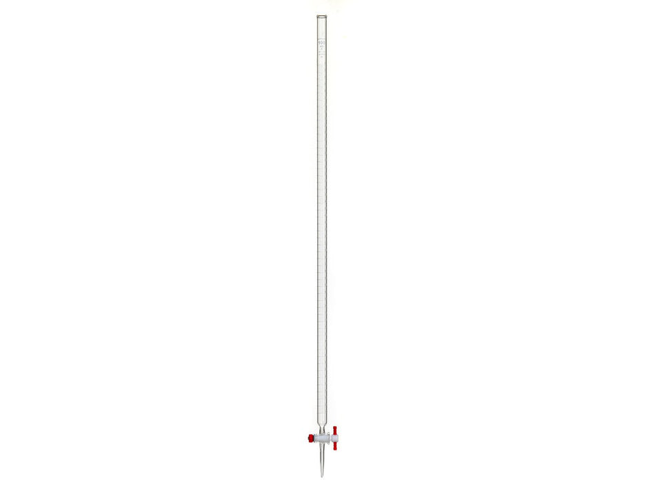 MSE PRO 100mL Acid Burette Transparent Glass (2mm PTFE Valve) for Acid and Alkali, 1 Piece/Box
