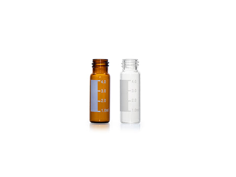 MSE PRO Φ14.7*45mm 4mL Screw-Cap Amber Glass Vial with Patch and Scale, 100 pcs/pack - MSE Supplies LLC