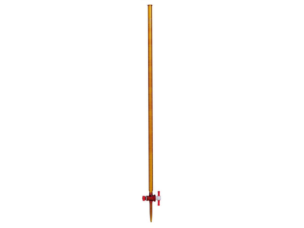MSE PRO 25mL Acid Burette Brown Glass (2mm PTFE Valve) for Acid and Alkali, 1 Piece/Box