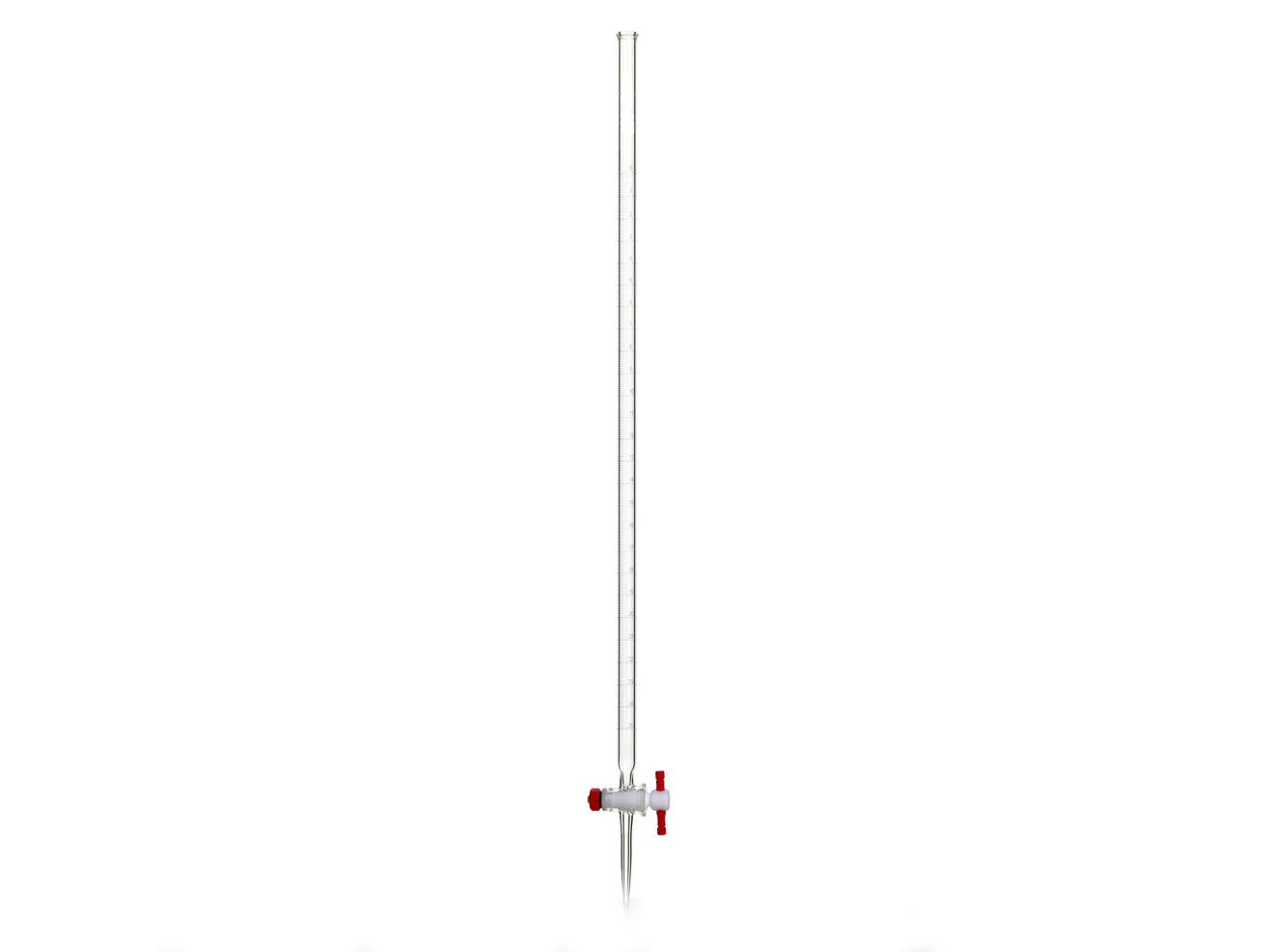 MSE PRO 25mL Acid Burette Transparent Glass (2mm PTFE Valve) for Acid and Alkali, 1 Piece/Box