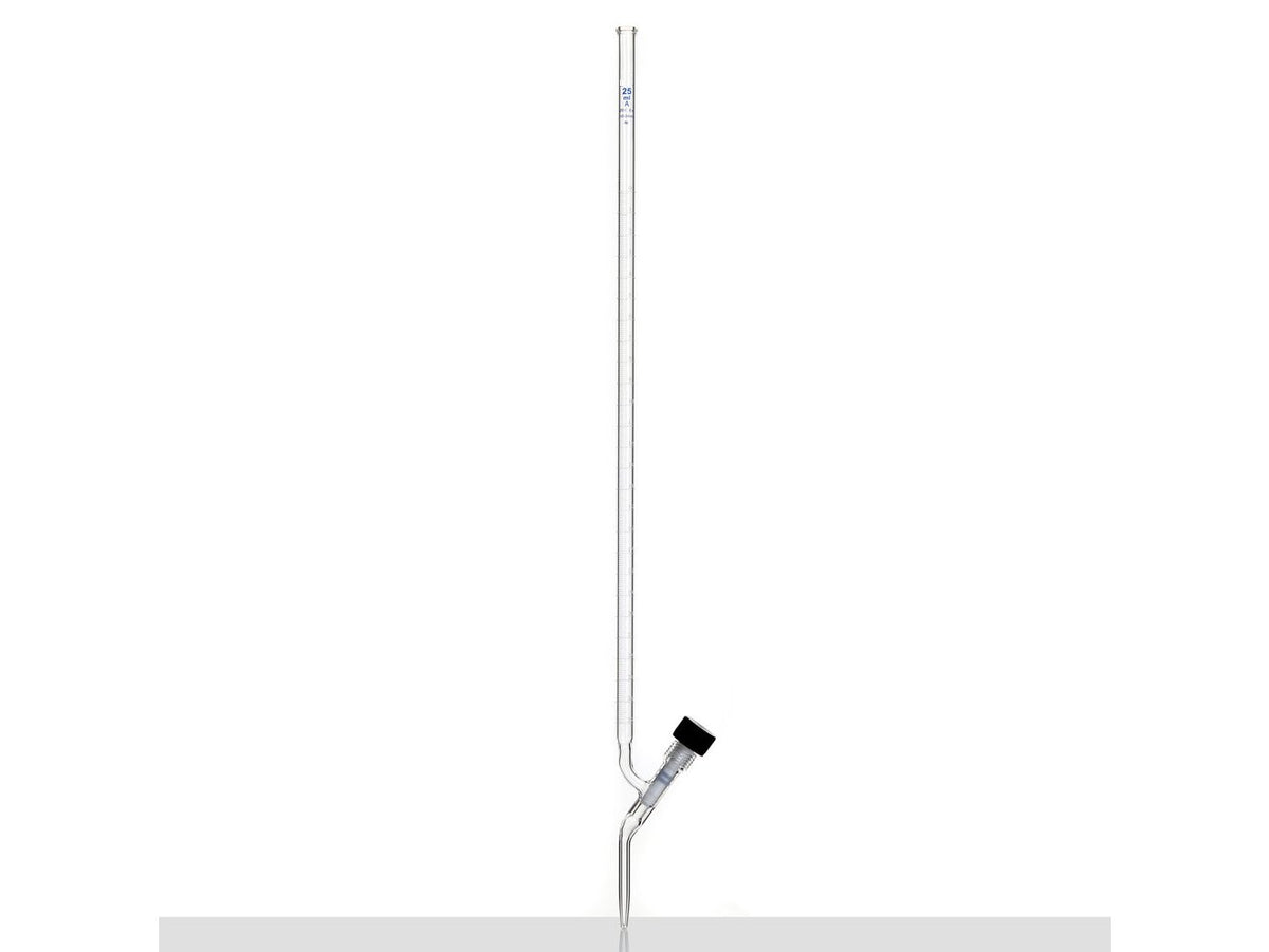 MSE PRO 25mL Acid Burette Transparent Glass (New High Vacuum Cut-Off Valve) Universal for Acid and Alkali - MSE Supplies LLC