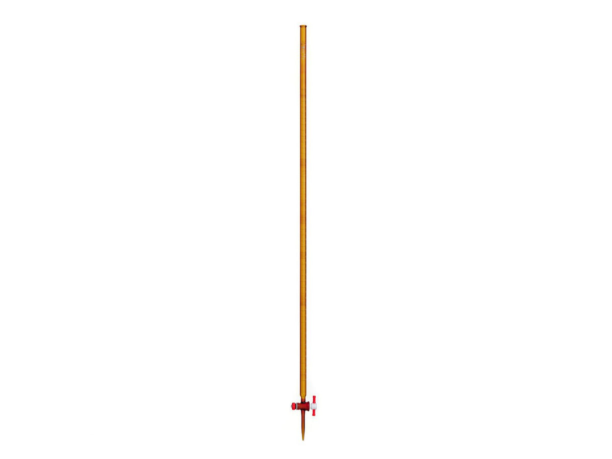 MSE PRO 50mL Acid Burette Brown Glass (2mm PTFE Valve) for Acid and Alkali, 1 Piece/Box
