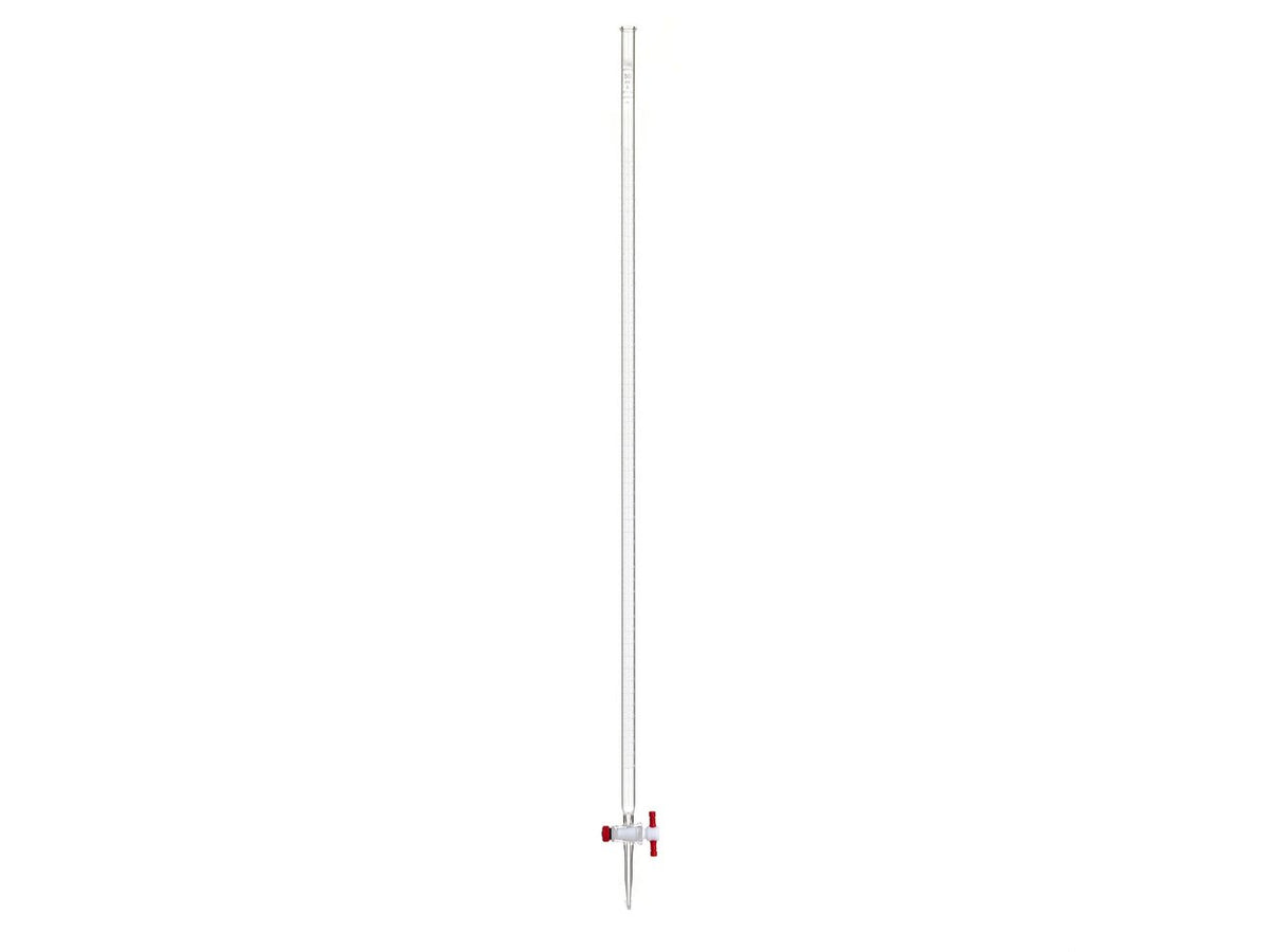 MSE PRO 50mL Acid Burette Transparent Glass (2mm PTFE Valve) for Acid and Alkali, 1 Piece/Box