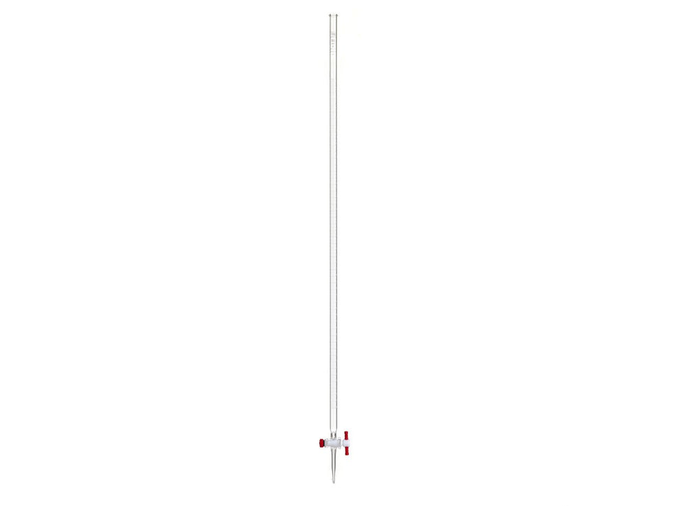 MSE PRO 50mL Acid Burette Transparent Glass (2mm PTFE Valve) for Acid and Alkali, 1 Piece/Box