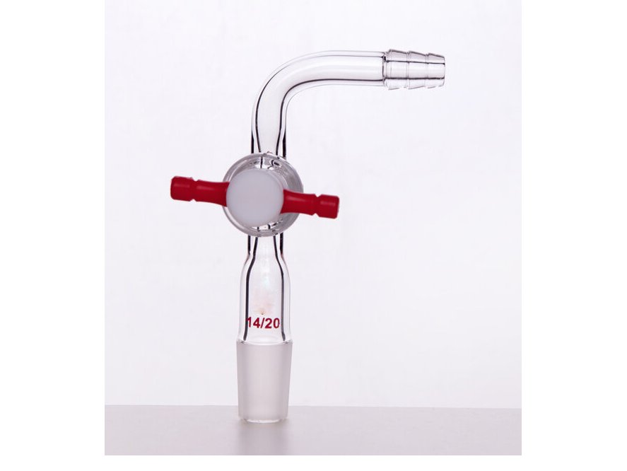 MSE PRO 90° Exhaust Joint, with PTFE Valve, Grinding Mouth: 14/20 - MSE Supplies LLC