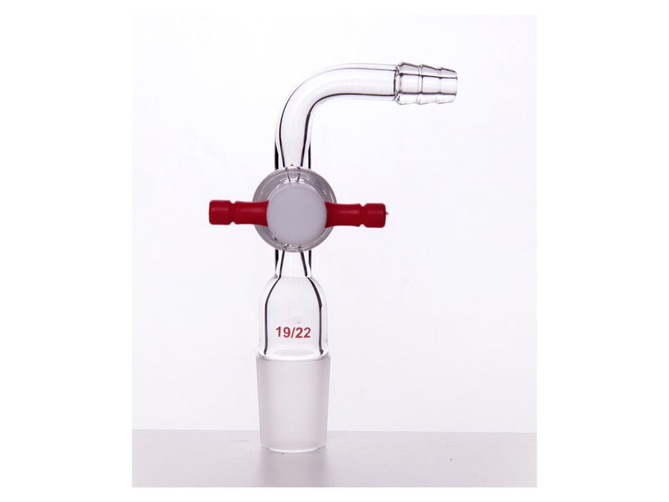 MSE PRO 90° Exhaust Joint, with PTFE Valve, Grinding Mouth: 19/22 - MSE Supplies LLC