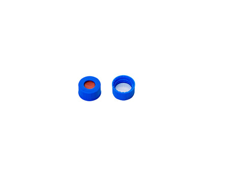 MSE PRO Φ9mm Blue Screw PP Caps Bonded with Pre-Slit White PTFE/Red Silicone Liner, 100 pcs/pack - MSE Supplies LLC