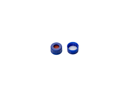 MSE PRO Φ9mm Blue Screw PP Caps with Pre-Slit White PTFE/Red Silicone Liner, 100 pcs/pack - MSE Supplies LLC
