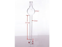 MSE PRO Chromatography Column with Sand Plate Storage Ball, 24/40, φ26mm, Effective Length 203mm, Storage Ball Capacity 250mL - MSE Supplies LLC