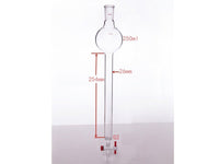 MSE PRO Chromatography Column with Sand Plate Storage Ball, 24/40, φ26mm, Effective Length 254mm, Storage Ball Capacity 250mL - MSE Supplies LLC