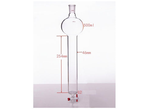 MSE PRO Chromatography Column with Sand Plate Storage Ball, 24/40, φ46mm, Effective Length 254mm, Storage Ball Capacity 500mL