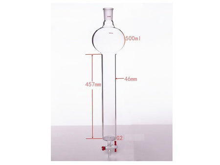MSE PRO Chromatography Column with Sand Plate Storage Ball, 24/40, φ46mm, Effective Length 457mm, Storage Ball Capacity 500mL