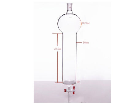 MSE PRO Chromatography Column with Sand Plate Storage Ball, 24/40, φ80mm, Effective Length 203mm, Storage Ball Capacity 1000mL