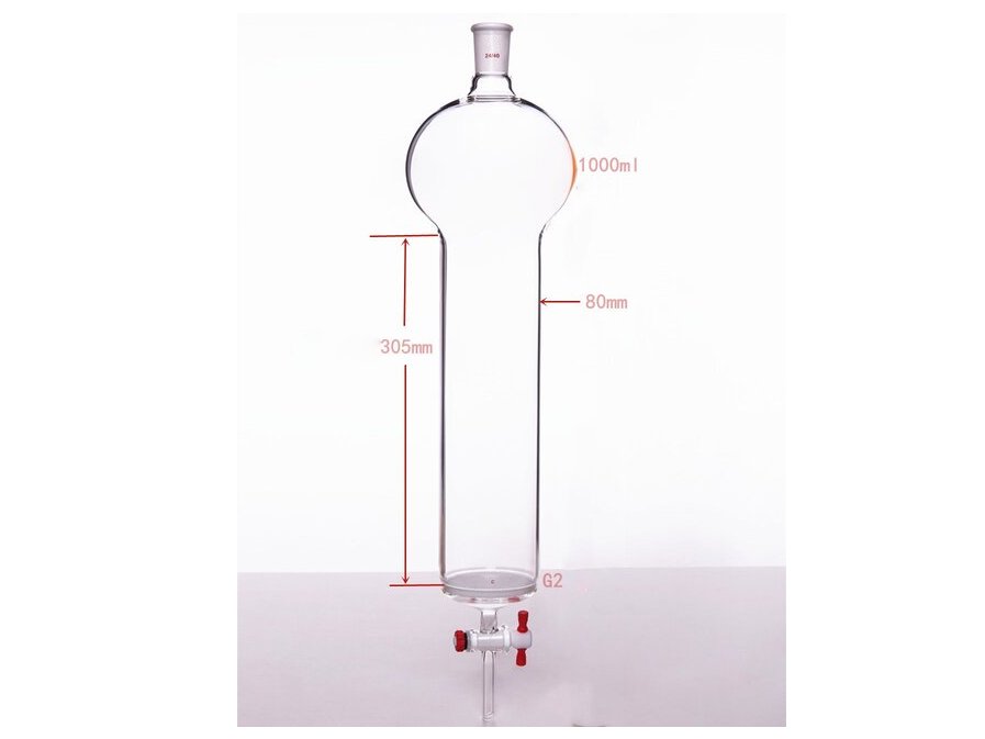MSE PRO Chromatography Column with Sand Plate Storage Ball, 24/40, φ80mm, Effective Length 305mm, Storage Ball Capacity 1000mL - MSE Supplies LLC