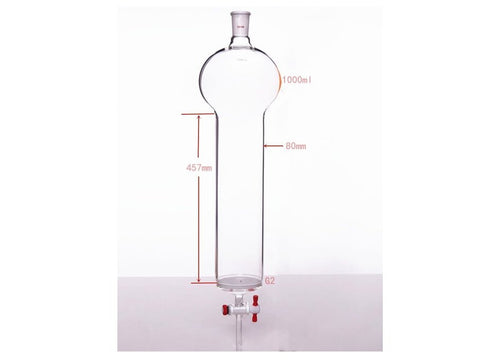 MSE PRO Chromatography Column with Sand Plate Storage Ball, 24/40, φ80mm, Effective Length 457mm, Storage Ball Capacity 1000mL - MSE Supplies LLC