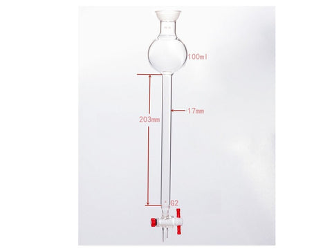 MSE PRO Chromatography Column with Sand Plate Storage Ball, 35/20, φ17mm, Effective Length: 203mm, 100mL