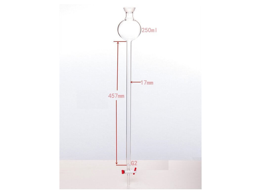 MSE PRO Chromatography Column with Sand Plate Storage Ball, 35/20, φ17mm, Effective Length: 457mm, 250mL