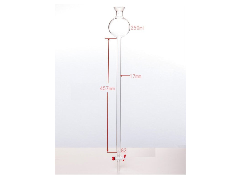 MSE PRO Chromatography Column with Sand Plate Storage Ball, 35/20, φ17mm, Effective Length: 457mm, 250mL