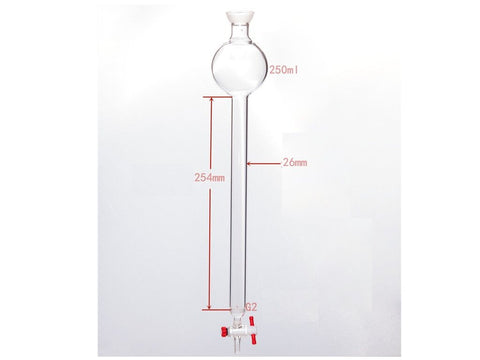 MSE PRO Chromatography Column with Sand Plate Storage Ball, 35/20, φ26mm, Effective Length: 254mm, 250mL - MSE Supplies LLC