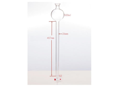 MSE PRO Chromatography Column with Sand Plate Storage Ball, 35/20, φ26mm, Effective Length: 457mm, 500mL