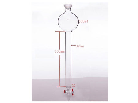 MSE PRO Chromatography Column with Sand Plate Storage Ball, 35/20, φ32mm, Effective Length: 305mm, 500mL - MSE Supplies LLC
