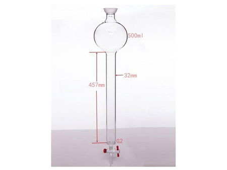 MSE PRO Chromatography Column with Sand Plate Storage Ball, 35/20, φ32mm, Effective Length: 457mm, 500mL - MSE Supplies LLC