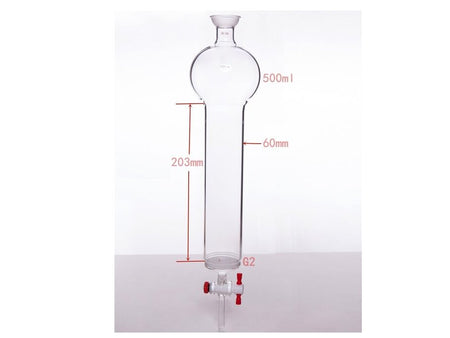 MSE PRO Chromatography Column with Sand Plate Storage Ball, 35/20, φ60mm, Effective Length: 203mm, 500mL