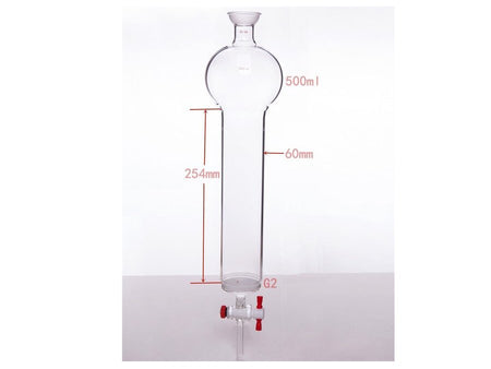 MSE PRO Chromatography Column with Sand Plate Storage Ball, 35/20, φ60mm, Effective Length: 254mm, 500mL - MSE Supplies LLC