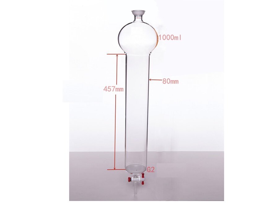 MSE PRO Chromatography Column with Sand Plate Storage Ball, 35/20, φ80mm, Effective Length: 457mm, 1000mL