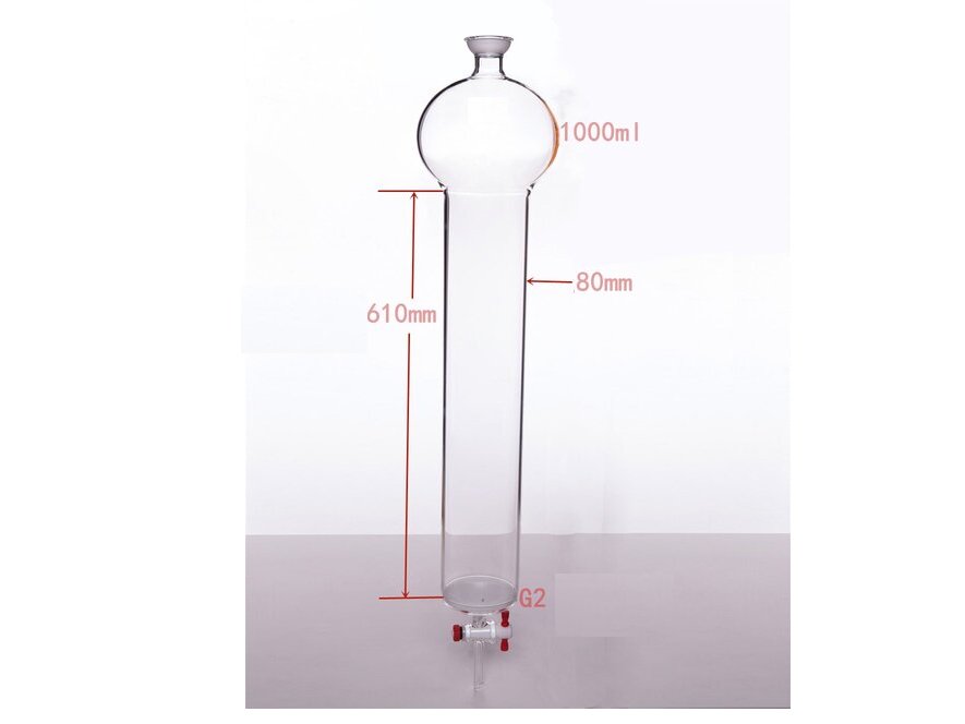 MSE PRO Chromatography Column with Sand Plate Storage Ball, 35/20, φ80mm, Effective Length: 610mm, 1000mL