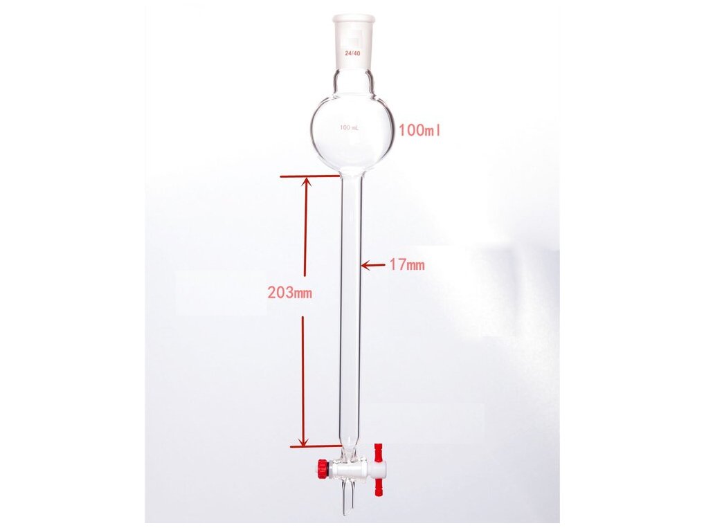 MSE PRO Chromatography Column with Storage Ball, 24/40, φ17mm, Effective Length 203mm, Storage Ball: 100mL - MSE Supplies LLC