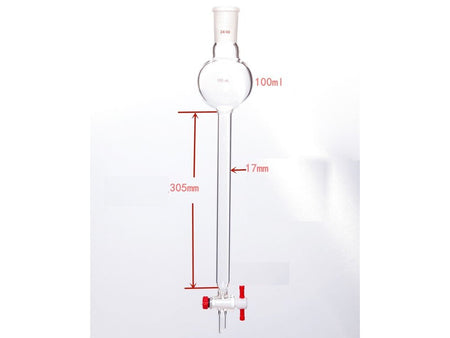 MSE PRO Chromatography Column with Storage Ball, 24/40, φ17mm, Effective Length 305mm, Storage Ball: 100mL - MSE Supplies LLC
