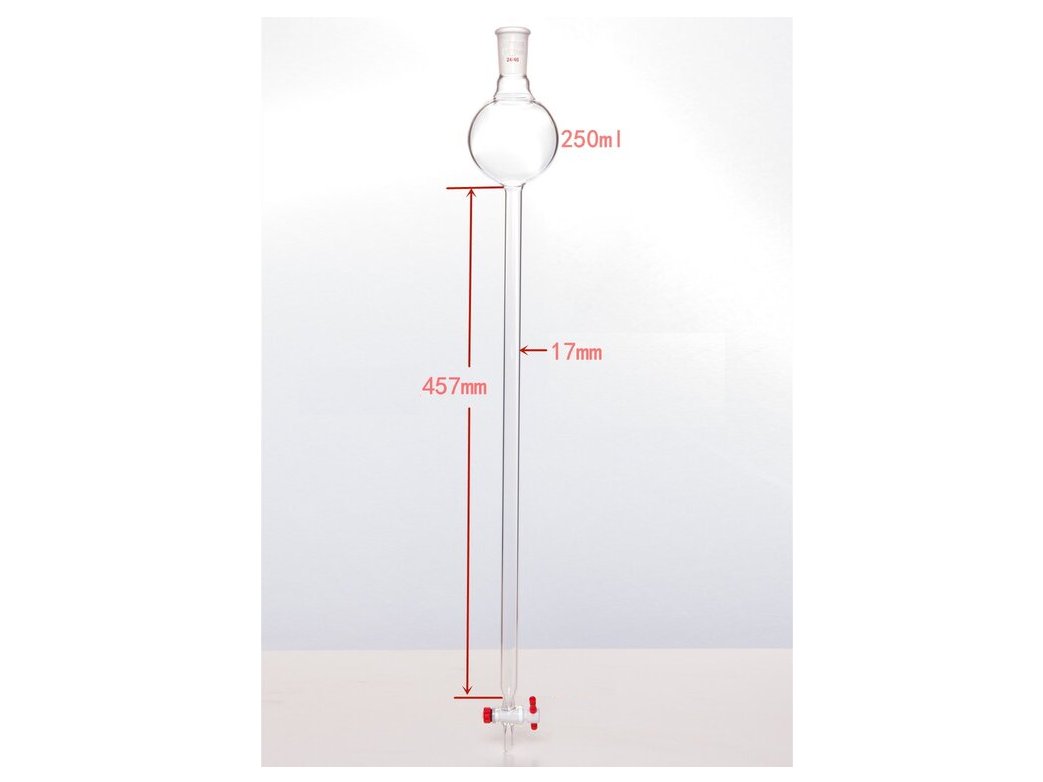 MSE PRO Chromatography Column with Storage Ball, 24/40, φ17mm, Effective Length 457mm, Storage Ball: 250mL - MSE Supplies LLC
