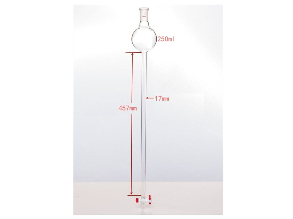 MSE PRO Chromatography Column with Storage Ball, 24/40, φ17mm, Effective Length 457mm, Storage Ball: 250mL - MSE Supplies LLC