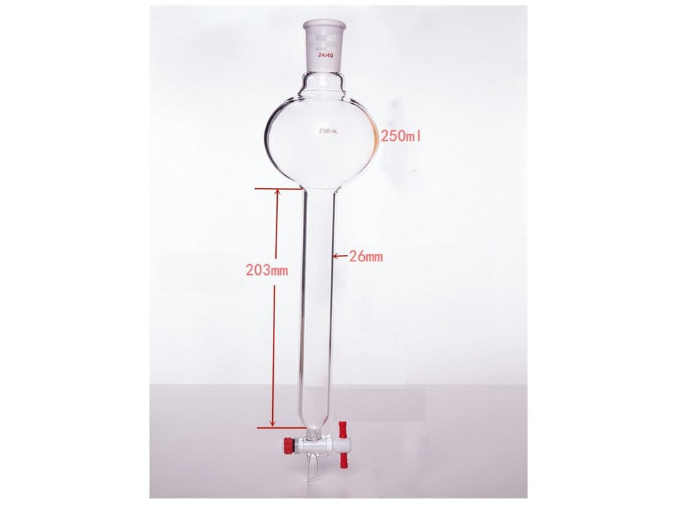 MSE PRO Chromatography Column with Storage Ball, 24/40, φ26mm, Effective Length 203mm, Storage Ball: 250mL - MSE Supplies LLC