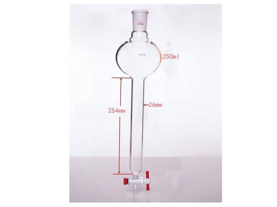 MSE PRO Chromatography Column with Storage Ball, 24/40, φ26mm, Effective Length 254mm, Storage Ball: 250mL - MSE Supplies LLC