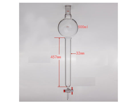 MSE PRO Chromatography Column with Storage Ball, 24/40, φ32mm, Effective Length 457mm, Storage Ball: 500mL