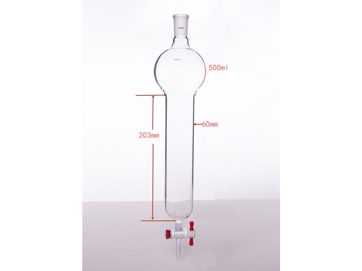 MSE PRO Chromatography Column with Storage Ball, 24/40, φ60mm, Effective Length 203mm, Storage Ball: 500mL - MSE Supplies LLC